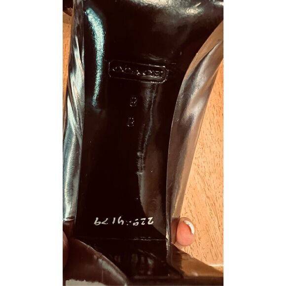 Coach Brown Bronze Block Leather Heels Round Toe Womens Size 8 - Picture 6 of 12